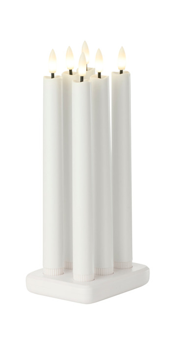 LED-kronelys genopladelig hvid 6-pk.